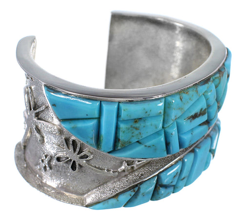 Turquoise Inlay Dragonfly Jewelry Silver Cuff Bracelet MX27123