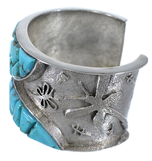Turquoise Inlay Dragonfly Jewelry Silver Cuff Bracelet MX27123