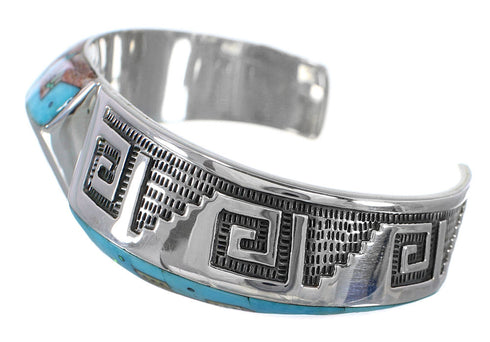 Multicolor Native American Village Design Silver Cuff Bracelet YS66940