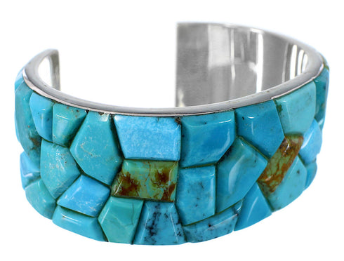 Turquoise Inlay Southwest Genuine Sterling Silver Bracelet FX27353