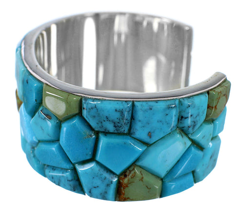 Turquoise Inlay Southwest Genuine Sterling Silver Bracelet FX27353