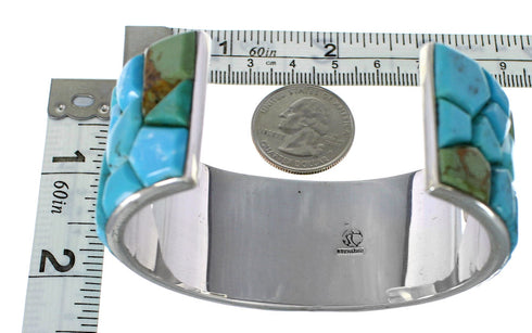 Turquoise Inlay Southwest Genuine Sterling Silver Bracelet FX27353