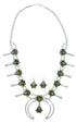 Sterling Silver Turquoise Squash Blossom Southwest Necklace Set RX94264