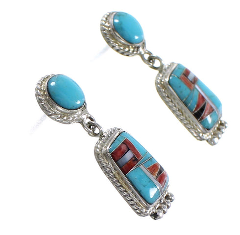 Multicolor Southwestern Sterling Silver Post Dangle Earrings PS63215