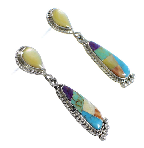 Sterling Silver Multicolor Southwest Post Dangle Earrings PS63058