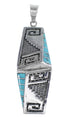 Turquoise Inlay Water Wave Sterling Silver Southwest Pendant HX27390