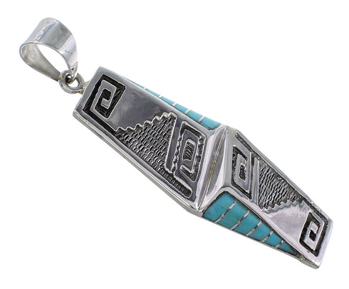Turquoise Inlay Sterling Silver Southwest Pendant GS58539