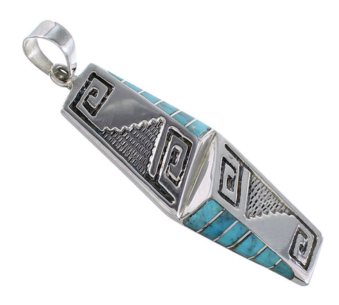 Silver Turquoise Southwestern Water Wave Jewelry Pendant AW70403
