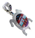 Multicolor Native American Mesa Design Turtle Silver Pendant MW77613