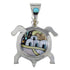Silver Multistone Native American Design Turtle Pendant HS40870