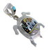 Silver Multistone Native American Design Turtle Pendant HS40870