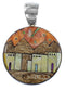 Silver Multicolor Native American Village Design Pendant YS62857