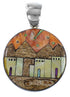 Silver Multicolor Native American Village Design Pendant YS62857