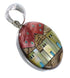 Silver Multicolor Native American Village Design Pendant YS62879