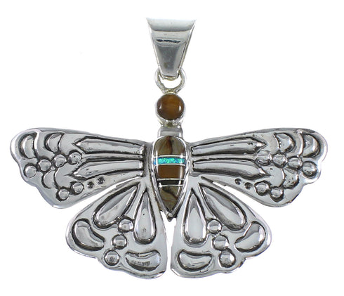 Southwestern Multicolor Silver Butterfly Pendant Jewelry DW72894