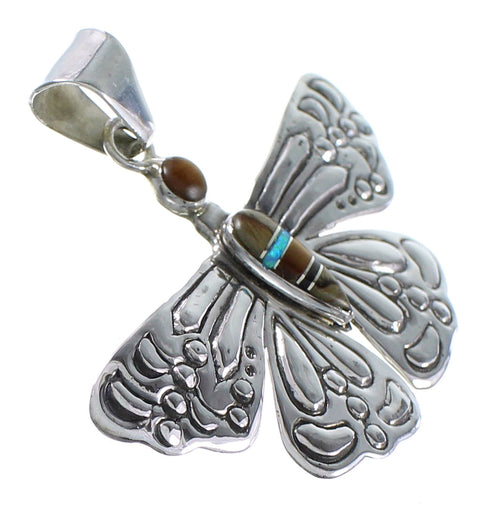 Southwestern Multicolor Silver Butterfly Pendant Jewelry DW72894