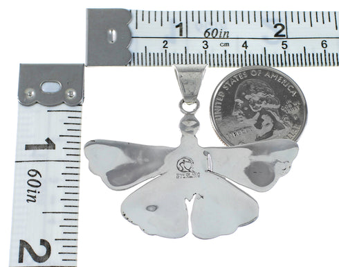 Southwestern Multicolor Silver Butterfly Pendant Jewelry DW72894