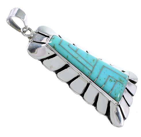Southwestern Turquoise Inlay Silver Slide Pendant BW71037
