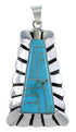 Genuine Sterling Silver Turquoise Inlay Slide Pendant BW71038
