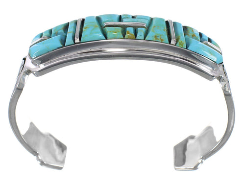 Southwestern Turquoise Inlay Silver Jewelry Cuff Bracelet MX27348