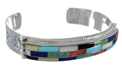 Multicolor Southwestern Jewelry Sturdy Silver Cuff Bracelet EX28216