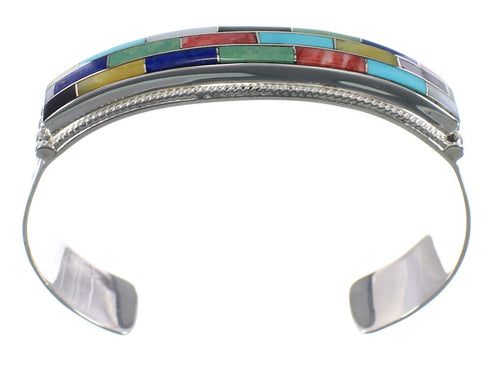 Multicolor Southwestern Jewelry Sturdy Silver Cuff Bracelet EX28216