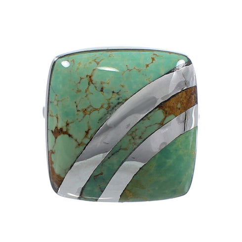 Southwest Turquoise Sterling Silver Jewelry Ring Size 7-3/4 BW64424