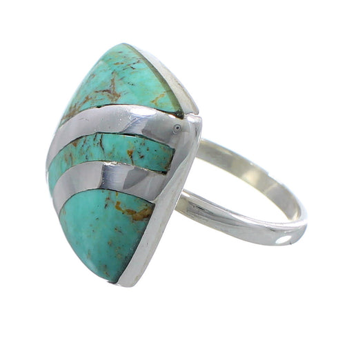 Southwestern Genuine Sterling Silver Turquoise Ring Size 5-3/4 BW64357