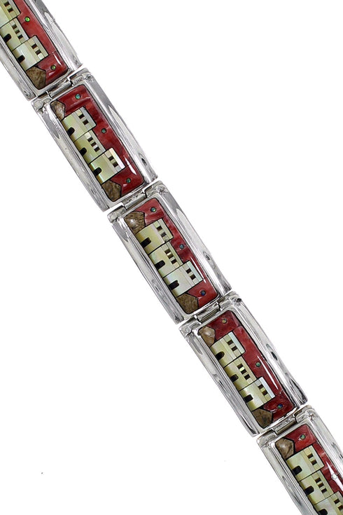 Southwest Native American Design Multicolor Link Bracelet GS62437