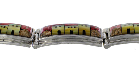 Southwest Native American Design Multicolor Link Bracelet GS62437