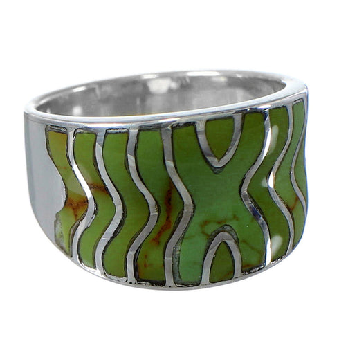 Southwest Turquoise Inlay Silver Ring Size 6-1/4 CW63703