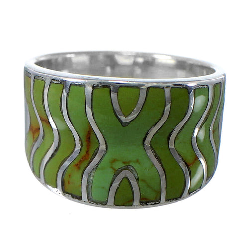 Southwest Turquoise Inlay Silver Ring Size 6-1/4 CW63703