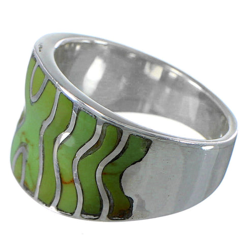 Southwest Turquoise Inlay Silver Ring Size 6-1/4 CW63703