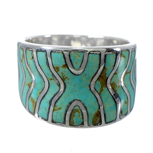 Sterling Silver Southwest Turquoise Inlay Ring Size 4-1/2 CW63721