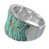 Sterling Silver Southwest Turquoise Inlay Ring Size 4-1/2 CW63721