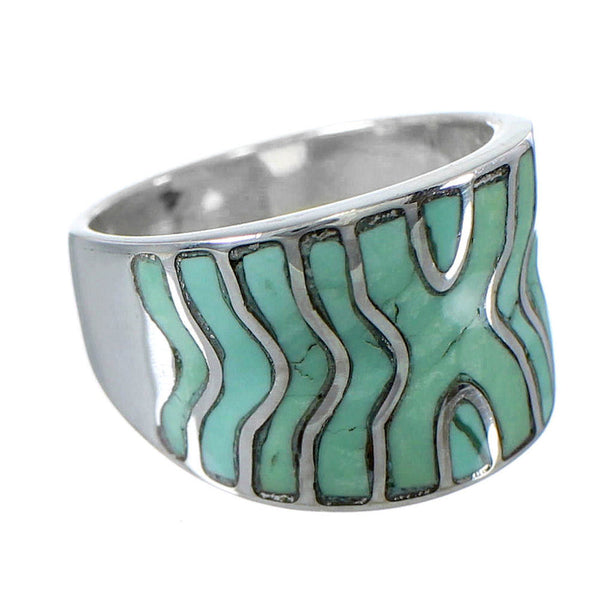 Turquoise Inlay Southwestern Silver Ring Size 4-3/4 CW63729