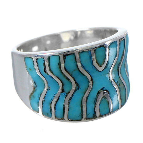 Genuine Sterling Silver and Turquoise Inlay Ring Size 5-3/4 CW63799