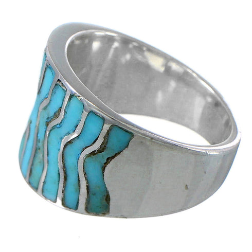 Genuine Sterling Silver and Turquoise Inlay Ring Size 5-3/4 CW63799