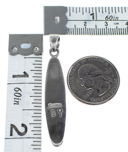 Southwest Sterling Silver Jewelry Multicolor Inlay Pendant QS57860