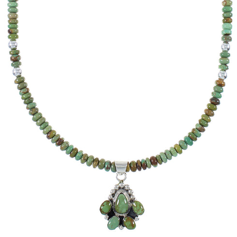 Southwest Turquoise Sterling Silver Bead Necklace Set RX94405