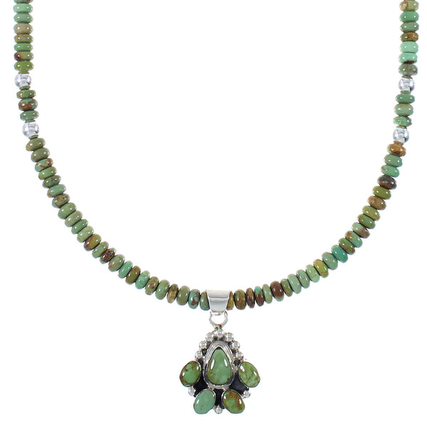 Southwest Turquoise Sterling Silver Bead Necklace Set RX94405