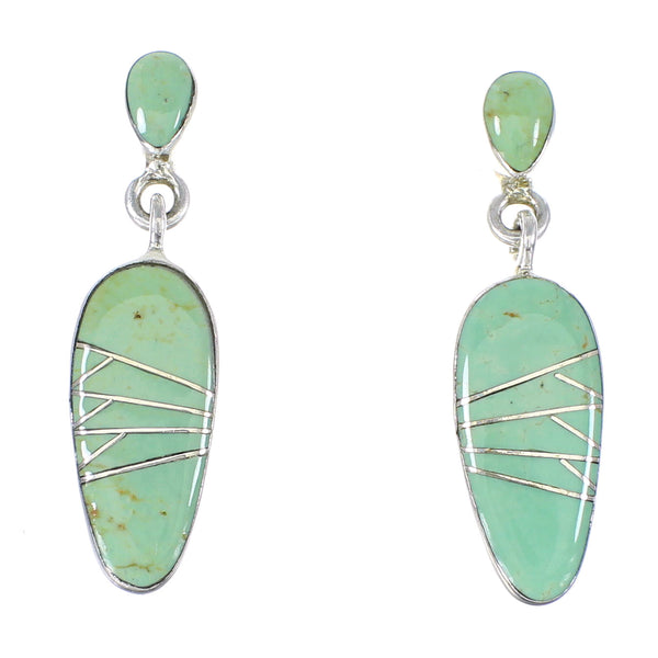 Turquoise Inlay Jewelry Silver Post Dangle Earrings AX94939