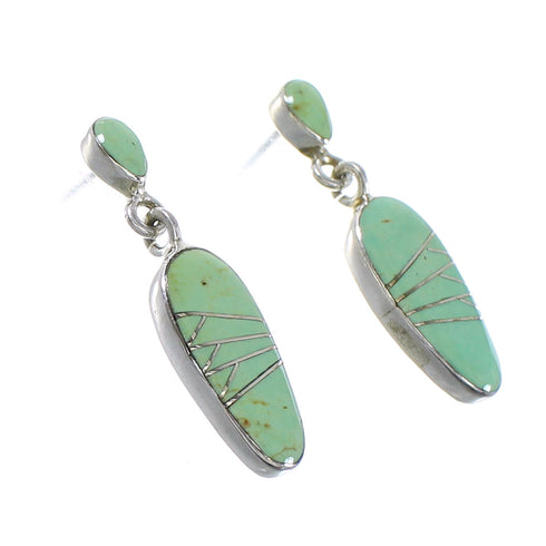 Turquoise Inlay Jewelry Silver Post Dangle Earrings AX94939
