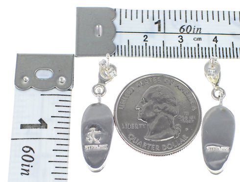 Turquoise Inlay Jewelry Silver Post Dangle Earrings AX94939