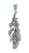 Turquoise And Genuine Sterling Silver Feather Pendant RX95269