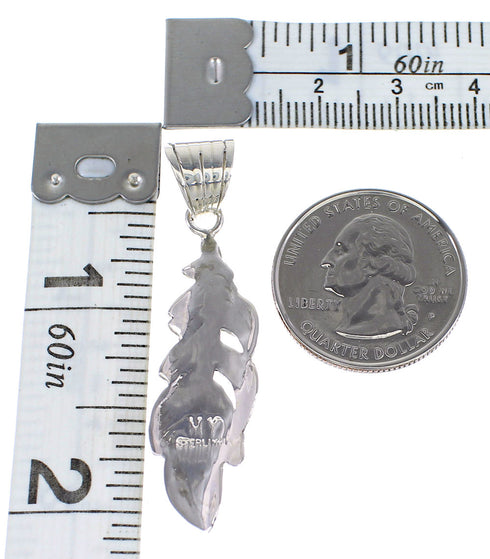 Turquoise And Genuine Sterling Silver Feather Pendant RX95269