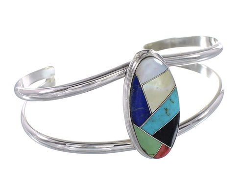 Multicolor Sterling Silver Southwest Cuff Bracelet Jewelry RX95888