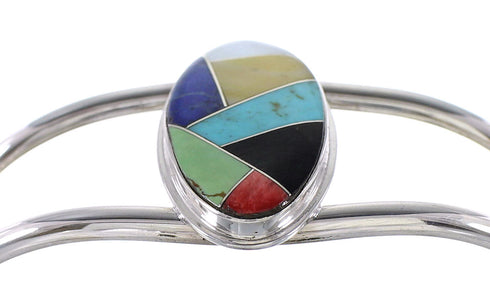 Multicolor Sterling Silver Southwest Cuff Bracelet Jewelry RX95888