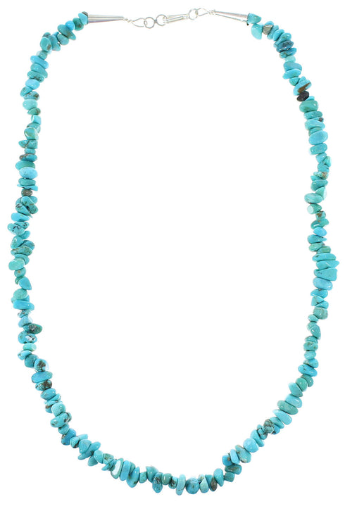 Genuine Sterling Silver And Turquoise Bead Southwest Necklace RX96694