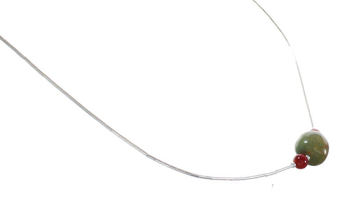 Liquid Silver Turquoise And Coral Jewelry Necklace RX98451